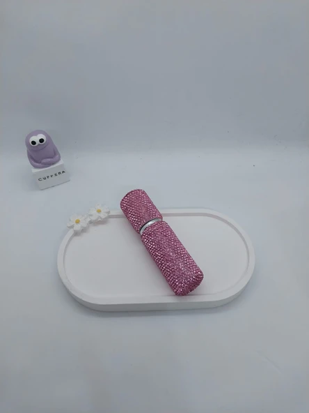 Parıldayan Elmas İşlemeli Mini Doldurulabilir Parfüm Şişesi 10 ML (Pembe) - Resim 4