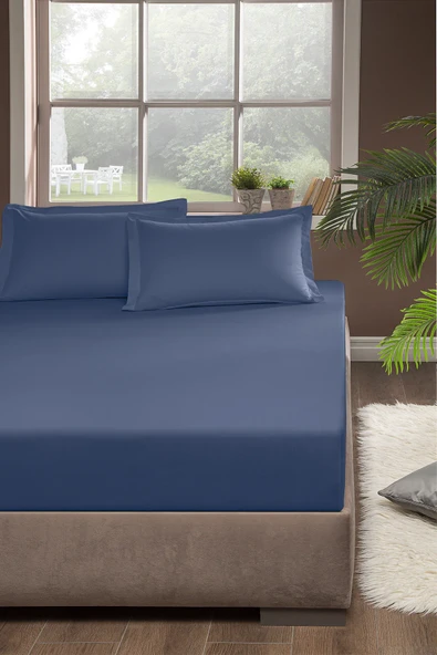 Pierre Cardin Pamuk Lastikli Çarşaf 120x200 İndigo ürün görseli 1