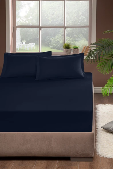 Pierre Cardin Pamuk Lastikli Çarşaf 160x200 Lacivert ürün görseli 1