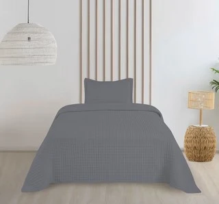 Bella Home Tek Kişilik Sonnia Yatak Örtüsü Seti - Koyu Gri ürün görseli 1