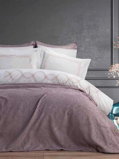 Bella Home Aren 7 Parça Yatak Örtüsü Seti Gül Kurusu ürün görseli 1