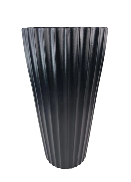 Siyah Lilyum Model Vazo Dekoratif Plastik Saksı 57cm 9 Litre İç Hacim Estetik ve Modern Tasarım ürün görseli 1
