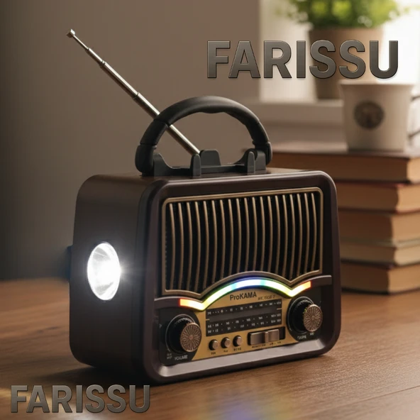 BK-7082BTS Solar Şarjlı Retro Tasarım Radyo - Bluetooth, USB/TF Kart Girişli, El Fenerli (17x13x8 cm) ürün görseli 1