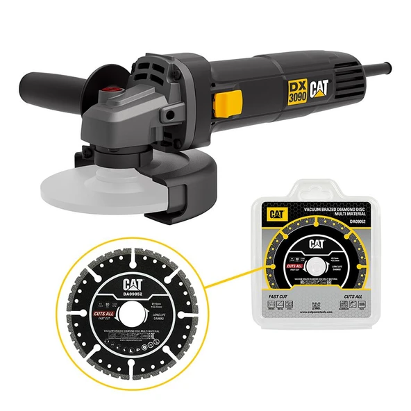 CAT DX3090 720Watt 125mm Profesyonel Avuç Taşlama + DA09052 Genel Amaçlı Elmas Kesme Diski ürün görseli 1