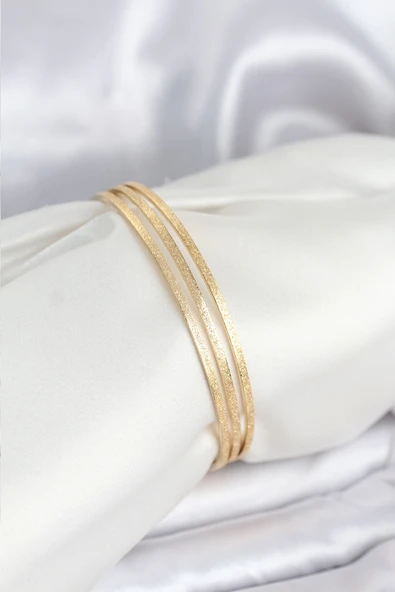 316L Çelik Gold Renk Simli Model Ajda 65 mm Kadın Bileklik TJ-BB8076 ürün görseli 1