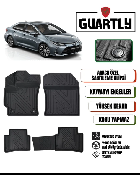 Guartly Toyota Corolla 2019 ve Sonrası Için Araca Özel Premium 4 D Havuzlu Paspas Takımı ürün görseli 1
