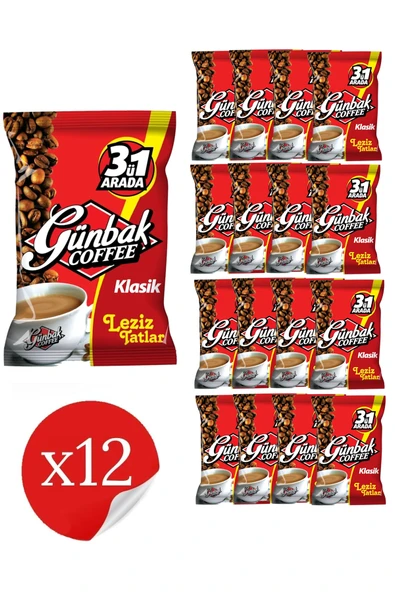 Günbak 3ü 1 Arada Kahve Sade 250 gr X 12 Adet ürün görseli 1