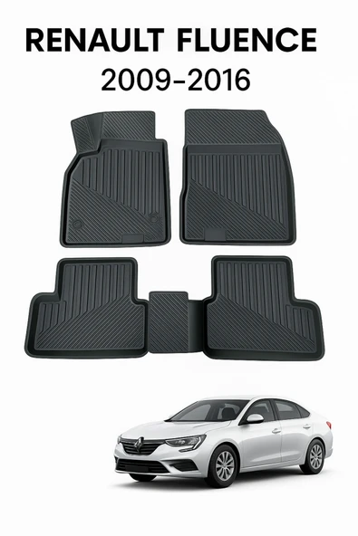 Black Gold Renault Fluence 2009-2016 Uyumlu 3D Oto Paspas Premium ürün görseli 1