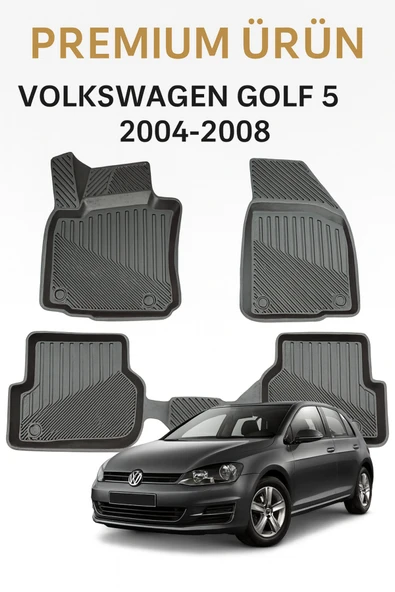 Black Gold Volkswagen Golf 5 2004-2008 Uyumlu 3D Oto Paspas Premium Seri ürün görseli 1