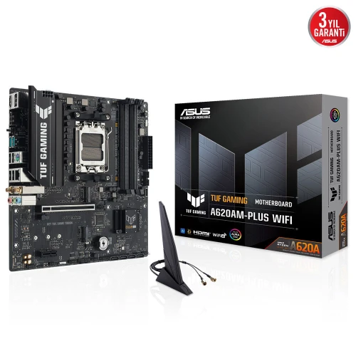 ASUS TUF GAMING A620AM-PLUS WIFI, 4xDDR5, 2x M.2, HDMI, 2xDP, Wi-Fi 6, Bluetooth v5.3, AM5 Soket GAMING Anakart ürün görseli 1
