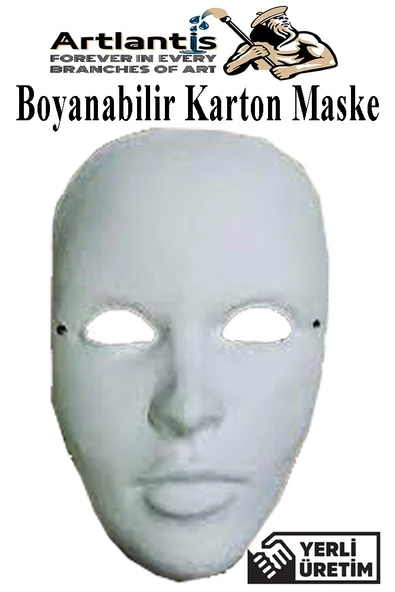 Maske Boyama 1 Adet Boyanabilir Karton Maske Lastikli İnsan Yüzü Suratı Yerli Üretim Okul Sınıf Etkinlikleri Hobi ürün görseli 1