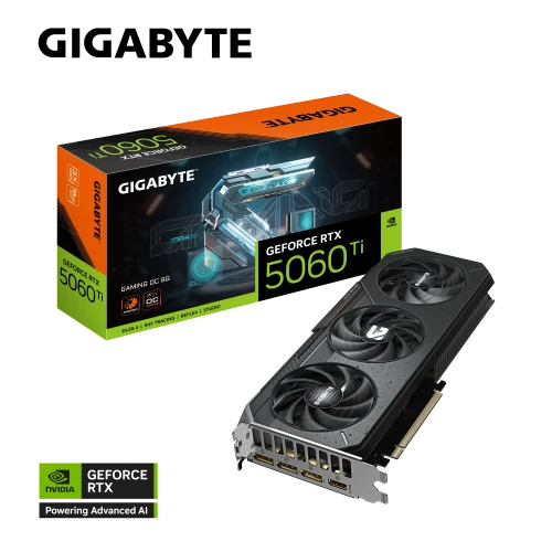 GIGABYTE GV-N506TGAMING OC-8GD, RTX5060TI, GAMING OC, 8Gb, GDDR7, 128BIT, 3 Fanli, 1xHDMI, 3xDP, GAMING Ekran KARTI ürün görseli 1