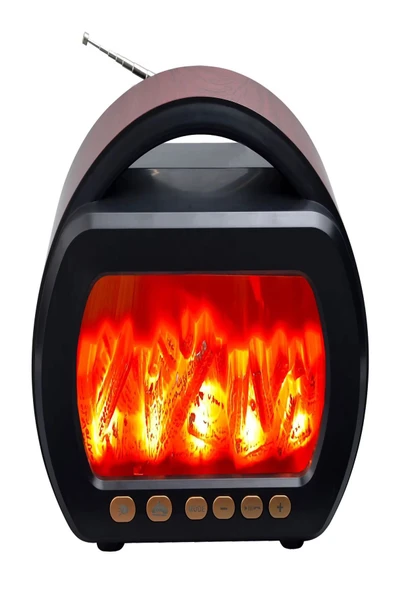 ULTRATEKNO FP-535 El Fenerli Büyük Boy Bluetooth Hoparlör Ahşap Şömine Görünümlü Nostaljik FM Radyo ürün görseli 1