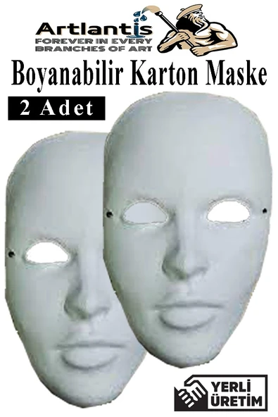 Maske Boyama 2 Adet Boyanabilir Karton Maske Lastikli İnsan Yüzü Suratı Yerli Üretim Okul Sınıf Etkinlikleri Hobi ürün görseli 1