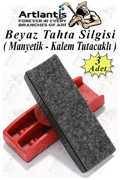 Yazı Tahta Silgisi Plastik Mıknatıslı 3 Adet Beyaz Yazı Tahtası Silgisi Manyetik Kaliteli Keçe Uçlu Silgi Okul Sınıf ürün görseli 1