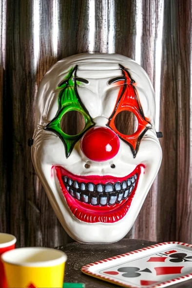 Beysüs Cadılar Bayramı Halloween Maske Palyaço Kırmızı Yeşil ürün görseli 1