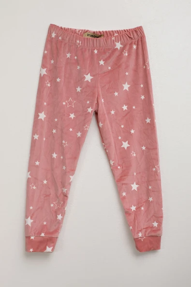 Kız Çocuk Yumuşak Kadife Dokulu Pembe Pijama Altı ürün görseli 1