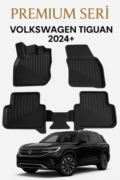 Black Gold Volkswagen Tiguan 2024+ Uyumlu 3D Oto Paspas Premium ürün görseli 1