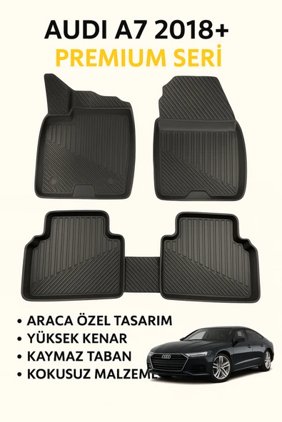 Black Gold Audi A7 2018+ 3D Oto Paspas Havuzlu Premium ürün görseli 1