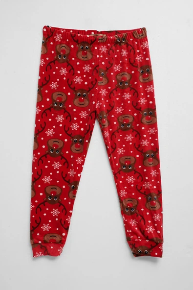 Kız Çocuk Yumuşak Kadife Dokulu Kırmızı Pijama Altı ürün görseli 1
