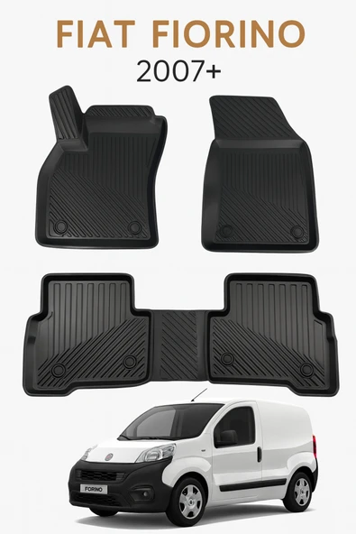 Black Gold Fiat Fiorino 2007-2023 Uyumlu 3D Oto Paspas Premium ürün görseli 1