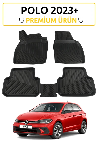 Black Gold Volkswagen Polo 2023+ Uyumlu 3D Oto Paspas Premium ürün görseli 1
