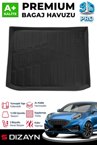 S-Dizayn Ford Puma 3D Pro Bagaj Havuzu 2019 Üzeri A+ Kalite ürün görseli 1