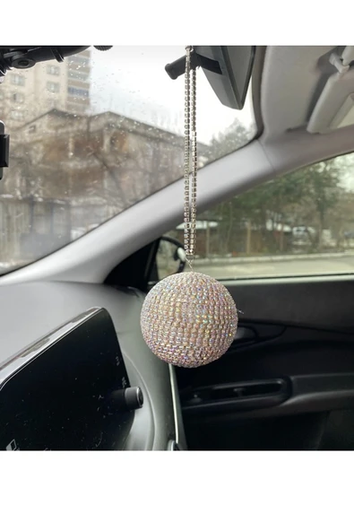 Kristal Taşlı Disko Topu Dikiz Ayna Süsü (7 CM) ürün görseli 1