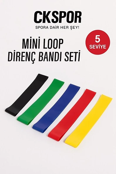 Aerobik Bant 5’li – Kademeli Dirençli Spor Lastik Seti ürün görseli 1