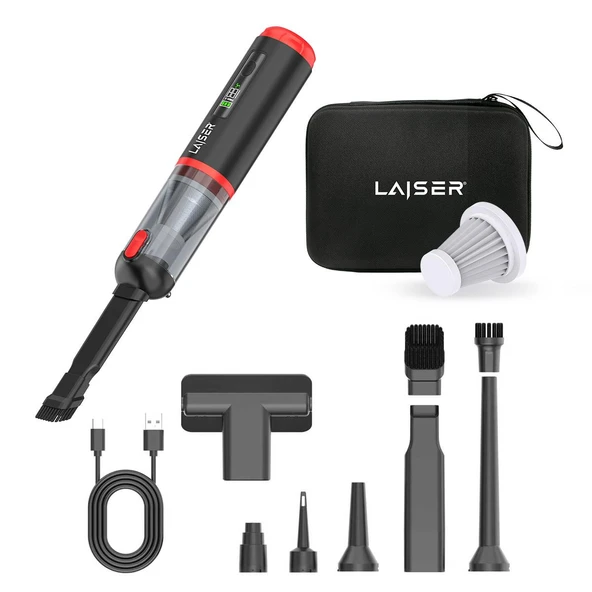 Laiser Kompakt LED Ekranlı 17.000 PA 3ın1 Çekme-Vakum-Üfleme Özellikli Şarjlı Araç Süpürgesi ürün görseli 1