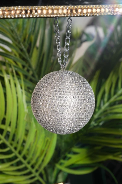 Gümüş 7 Cm Taşlı Disco Toplu Dikiz Süsü ürün görseli 1