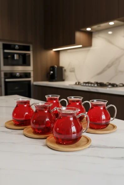 Kapris 6'lı Çay Seti 200 ml Borosilikat Cam Kulplu Çay Bardağı 40488 ürün görseli 1