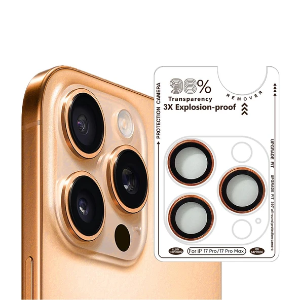 BİNANO IPHONE 17 PRO/17 PRO MAX/16 PRO/16 PRO MAX SAFİR TURUNCU KAMERA KORUYUCU ürün görseli 1