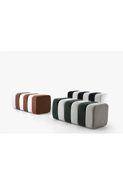 Framgan Framgan Yarmalı Bench Antresit-Beyaz - Resim 3