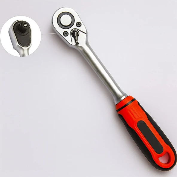 Cırcır Kolu 1/2" Lokma Anahtarı 72 Diş Profesyonel Endüstriyel El Aleti Uzun Kollu Dayanıklı Metal ürün görseli 1