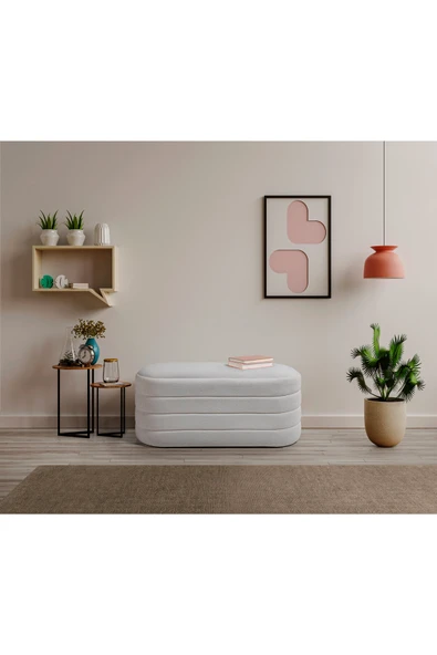 Framgan Framgan Beyaz Bench Puf - Yatak Ucu Bench - Bench Koltuk Modern Bench Modelleri Oturma Bankı Küçük Koltuk ürün görseli 1