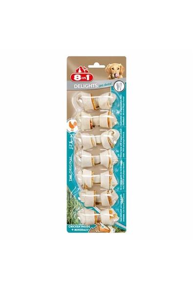 8IN1 Delights Pro Dental Diş Sağlığı için Köpek Ödül Kemiği Tavuklu XS - 84GR ürün görseli 1