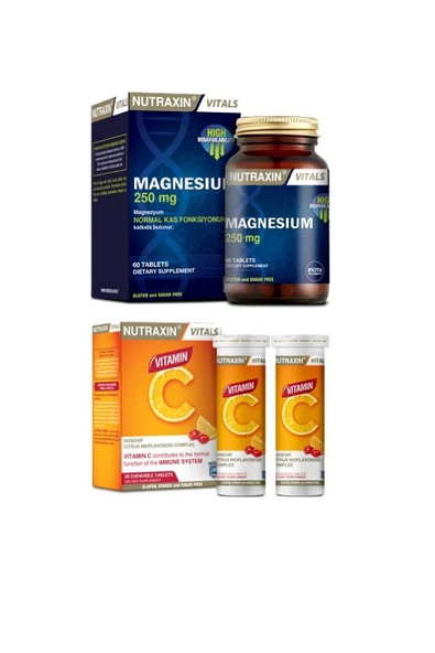 NUTRAXİN C Vitamini 28 Tablet ve Magnesium Citrate- Magnezyum Takviyesi 60 Tablet ürün görseli 1