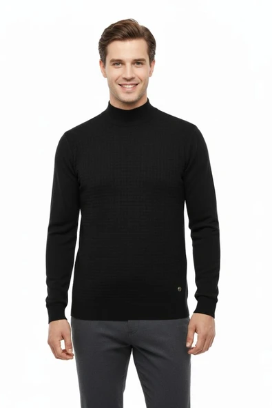 Erkek Yarım Balıkçı Kazak Çelik Örgü Regular Kalıp 5204B BGL-ST04855 ürün görseli 1