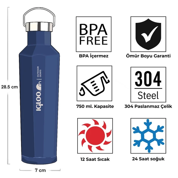 Igloo Pentagon Termos 750ml-LACİVERT - Resim 12