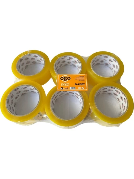 Otto Akrilik Şeffaf Koli Bandı Bant 45mmx100 Metre 6'Lı Paket ürün görseli 1