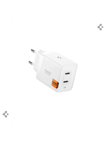 Spigen 47W USB-C 2 Port Mini Hızlı Şarj Aleti Samsung PPS 2.0 / Isı Düşürücü GaN Pro Akım Korumalı PD 3.0 / SCP / FCP Protokol Güç Adaptörü iPhone & Android & iPad & MacBook Type-C White ürün görseli 1