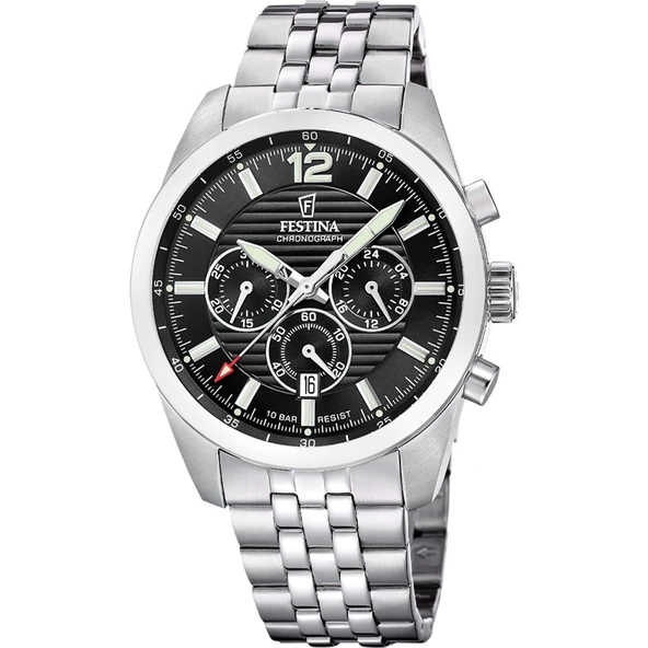 Festina F20742/3 Quartz Çelik Gri Siyah 10 ATM 44 mm Erkek Kol Saati ürün görseli 1