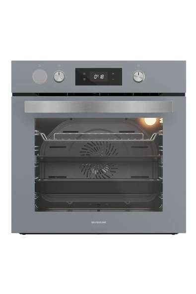 Silverline BO65P4S01 Buhar Destekli + Airfryer Özellikli Ankastre Fırın Gri Antrasit Cam ürün görseli 1