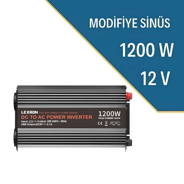 LEXRON 1200W-12V MODİFİYE SİNÜS İNVERTER ürün görseli 1