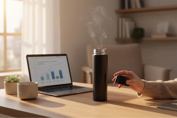 Smart demleme filtreli çay kahve termosu - sıcak soğuk su termosu (siyah) 500 ml. ürün görseli 1