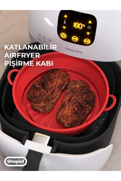 Katlanabilir Airfryer Pişirme Kabı Silikon Pişirme Seti 6 Litreye Kadar Tüm Cihazlara Uygun ürün görseli 1