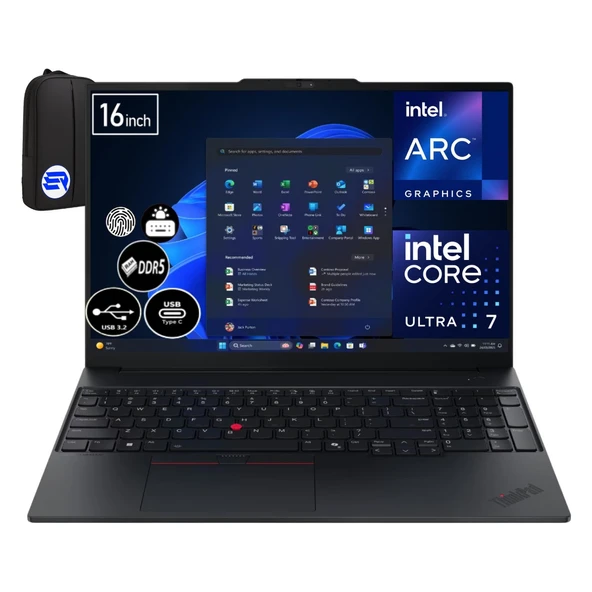 Lenovo Thinkpad E16 Gen 3 21SR006RTXEP5 Ultra 7-255H 24GB Ram 1tb SSD Intel Arc 140T WIN11 Pro 16" Wuxga + Elektropasaj Çanta ürün görseli 1