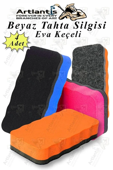 Yazı Tahta Silgisi Eva 4 Adet Beyaz Yazı Tahtası Silgisi Kaliteli Keçe Uçlu Eva Okul Sınıf Ofis Kuru Silgi ürün görseli 1