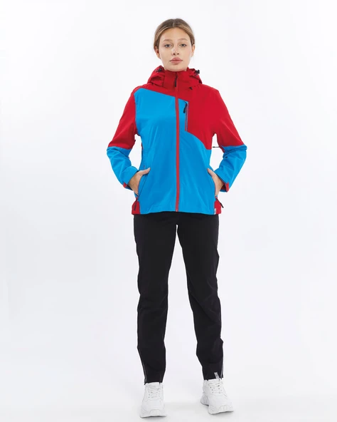 Mapamyumco Windbreaker Kadın Ceket-MAVİ-KIRMIZI - Resim 3